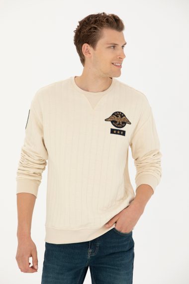 سویشرت یقه گرد خاکستری  ریلکس آستین بلند مردانه یو اس پولو | US POLO ASSN