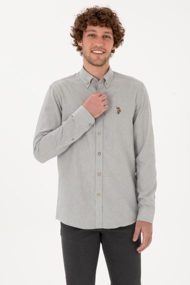 پیراهن بیسیک  خاکستری  اندامی  مردانه یو اس پولو | US POLO ASSN