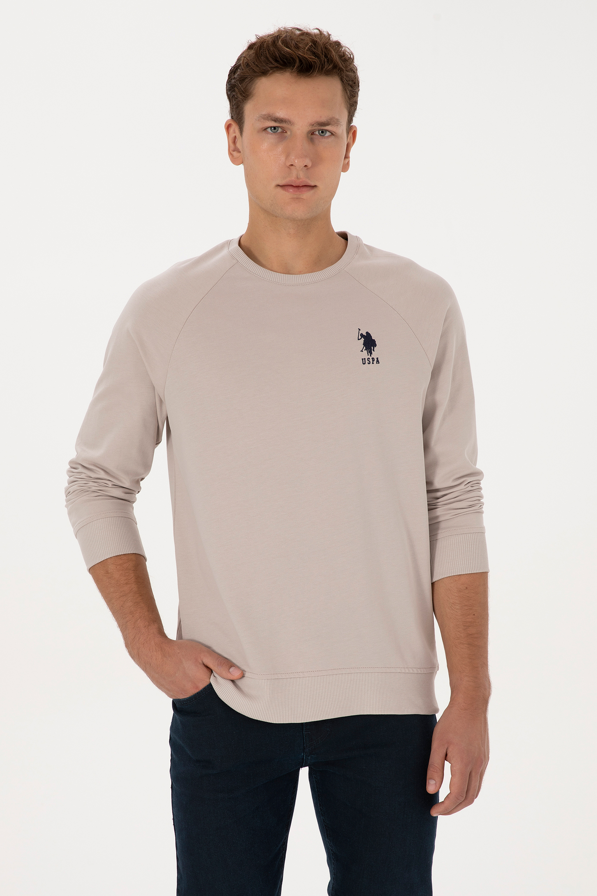 سویشرت بیسیک خاکستری رگولار مردانه یو اس پولو | US POLO ASSN