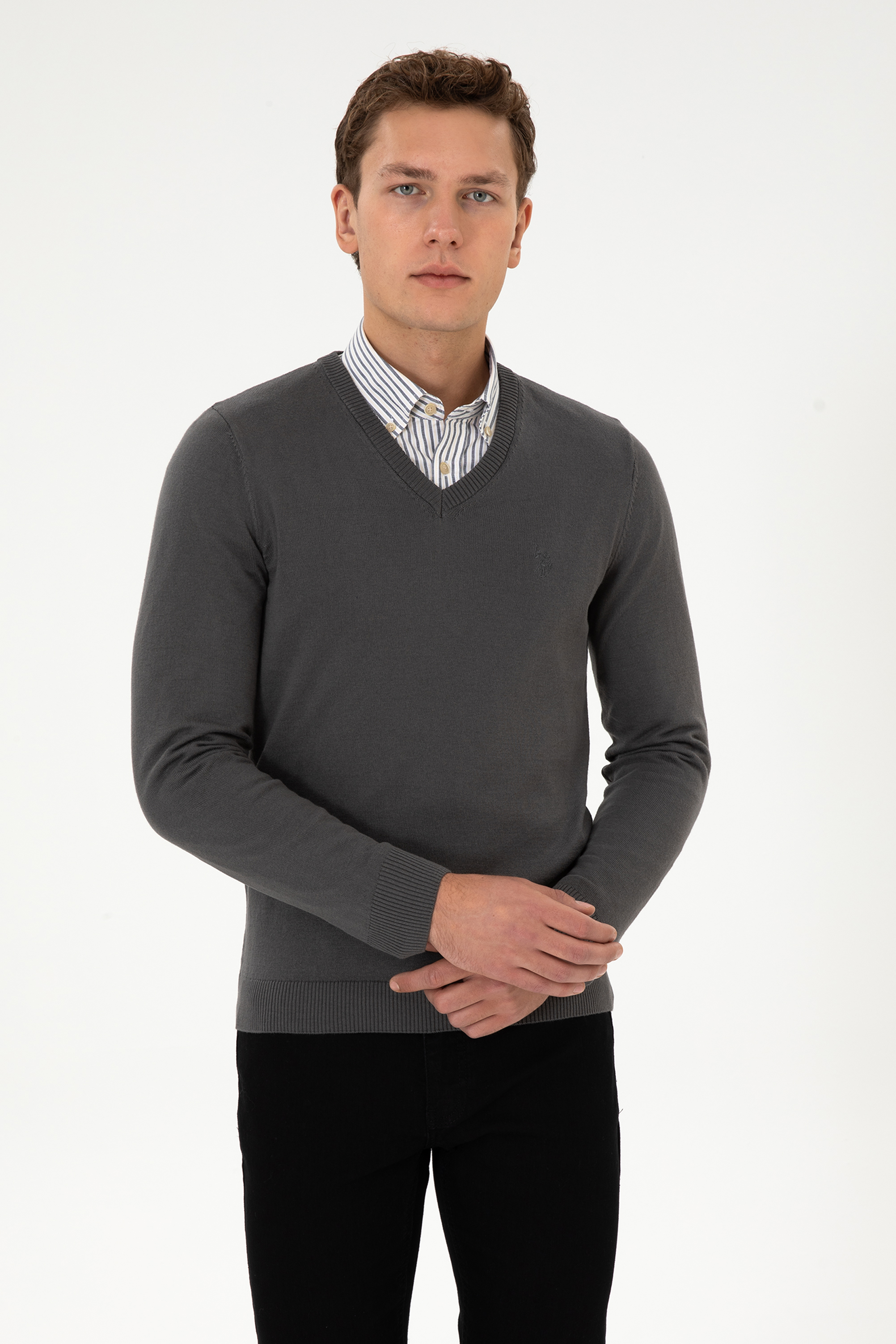 بافت بیسیک خاکستری اندامی مردانه یو اس پولو | US POLO ASSN