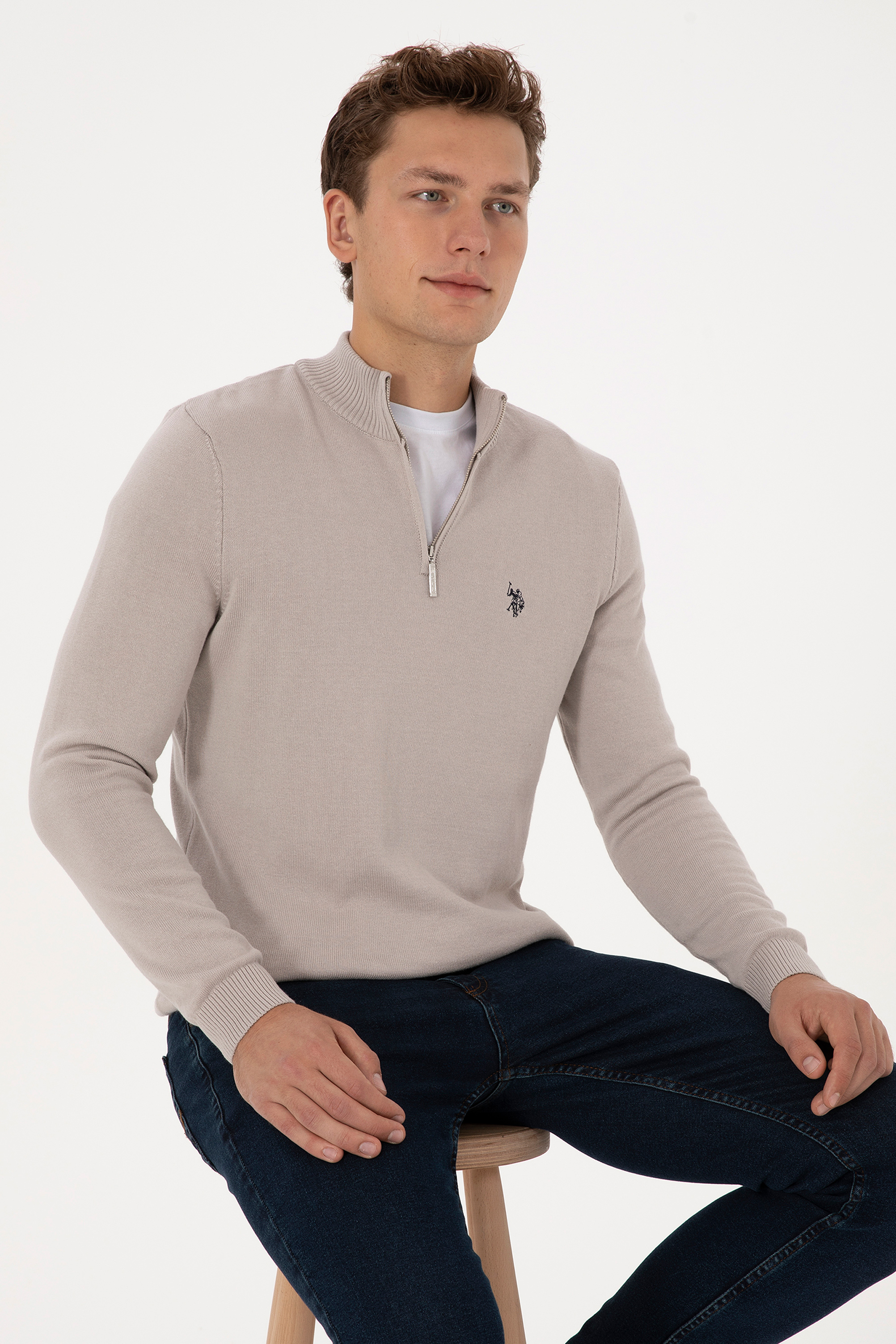 بافت بیسیک خاکستری اندامی مردانه یو اس پولو | US POLO ASSN