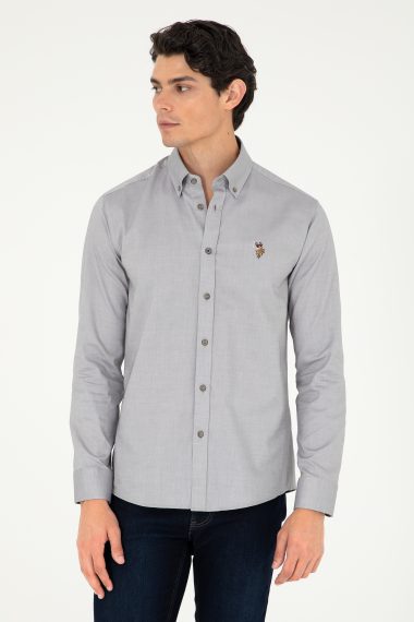 پیراهن بیسیک  خاکستری  اندامی  مردانه یو اس پولو | US POLO ASSN