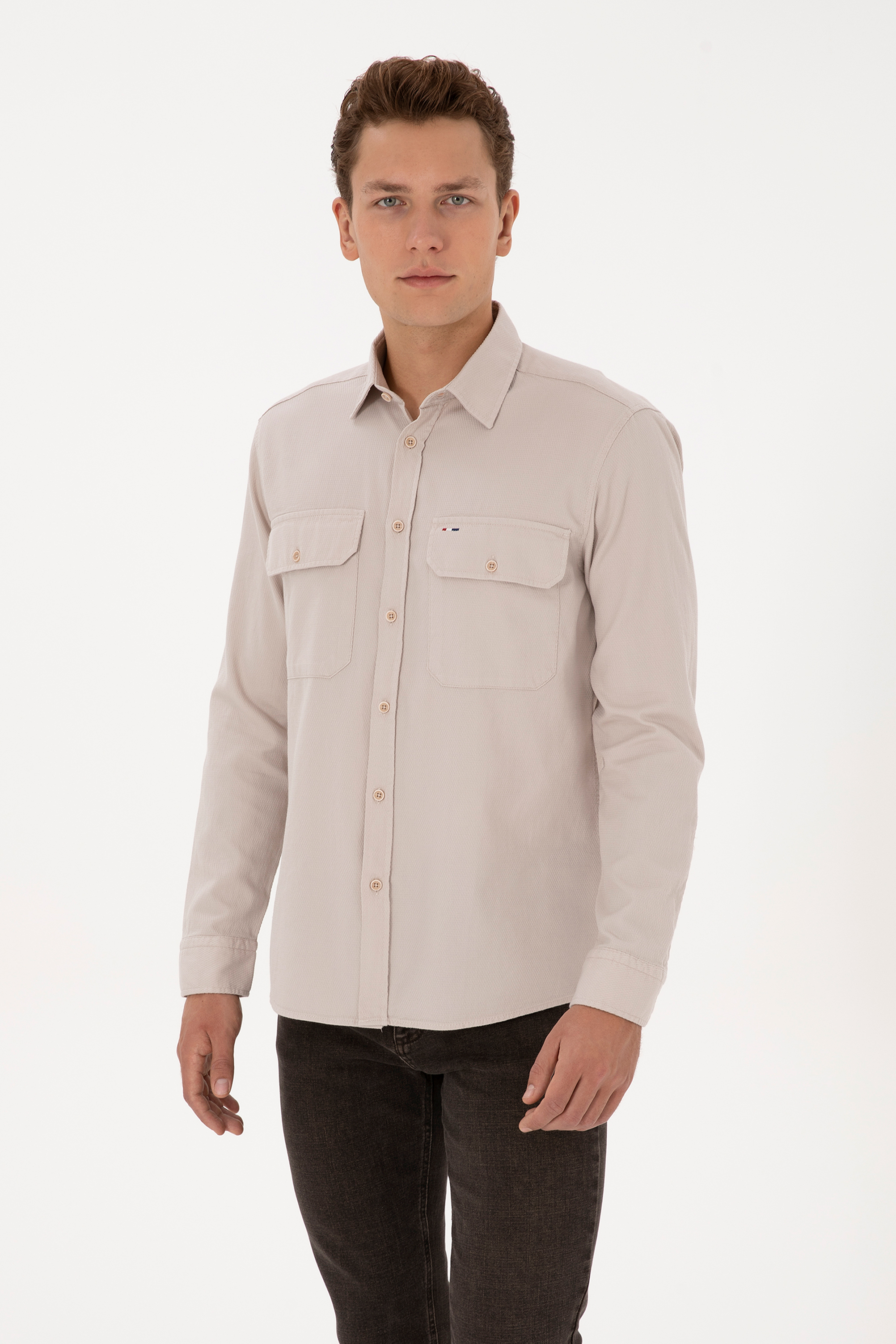 پیراهن خاکستری رگولار مردانه یو اس پولو | US POLO ASSN