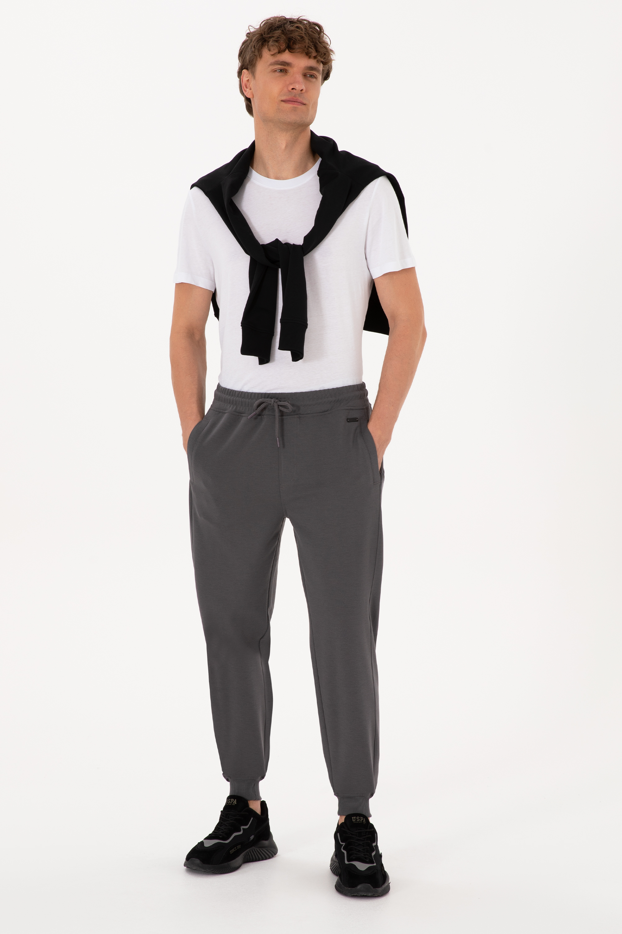 شلوار ورزشی خاکستری رگولار مردانه یو اس پولو | US POLO ASSN
