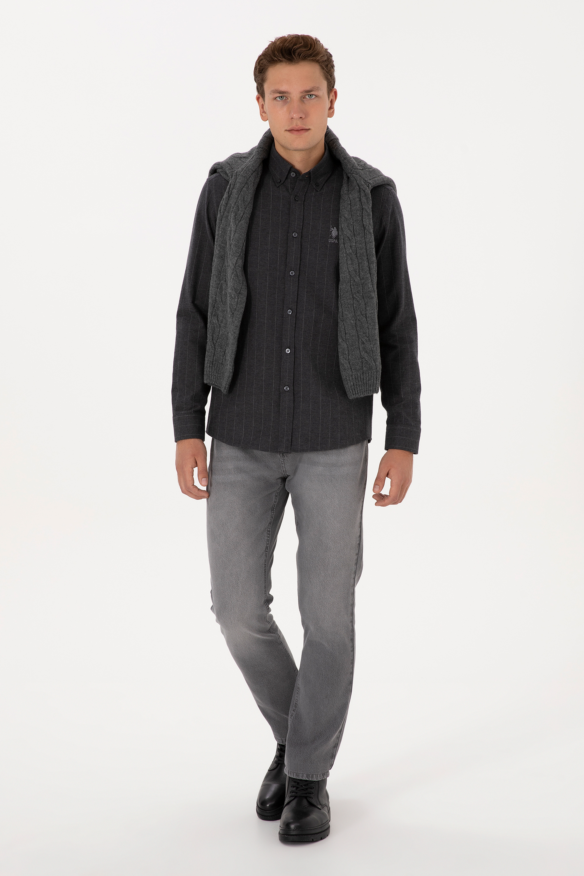 شلوار جین خاکستری راسته مردانه یو اس پولو | US POLO ASSN