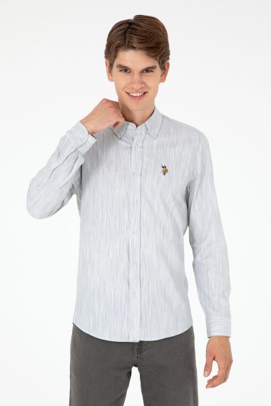 پیراهن  خاکستری روشن  اندامی  مردانه یو اس پولو | US POLO ASSN
