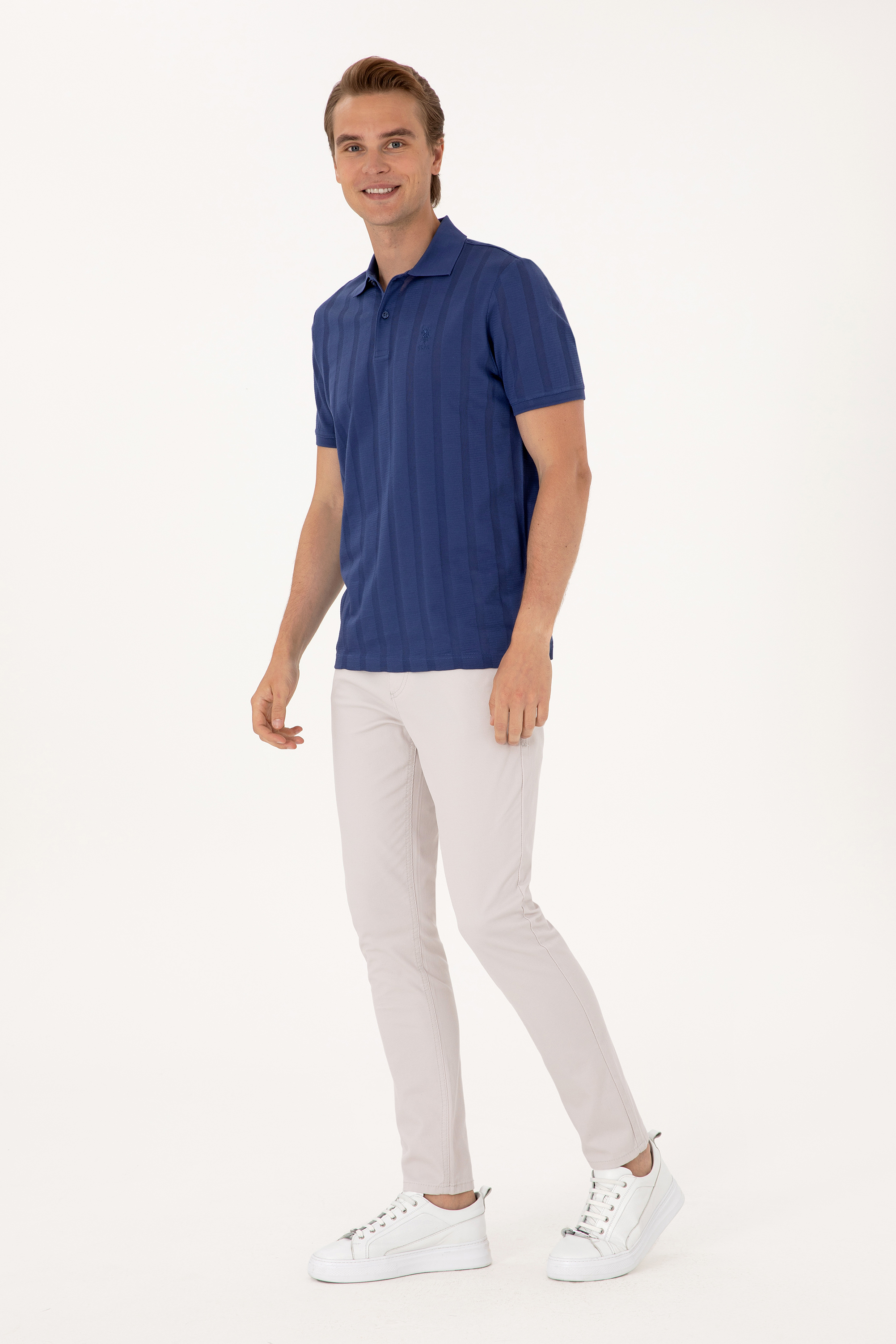 شلوار چینو / کانواس خاکستری روشن اندامی مردانه یو اس پولو | US POLO ASSN