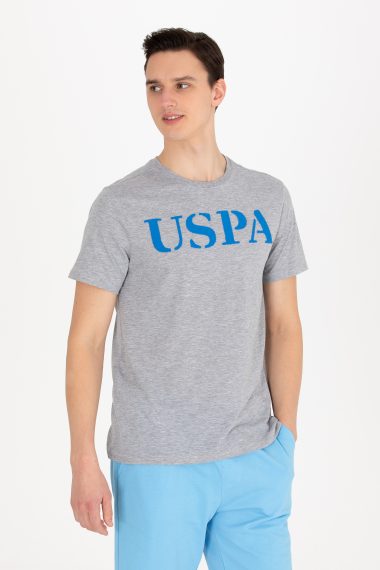تی شرت یقه گرد بیسیک یقه گرد خاکستری ملانژ  رگولار آستین کوتاه مردانه یو اس پولو | US POLO ASSN