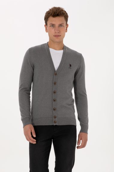 ژاکت بیسیک  خاکستری ملانژ  رگولار  مردانه یو اس پولو | US POLO ASSN