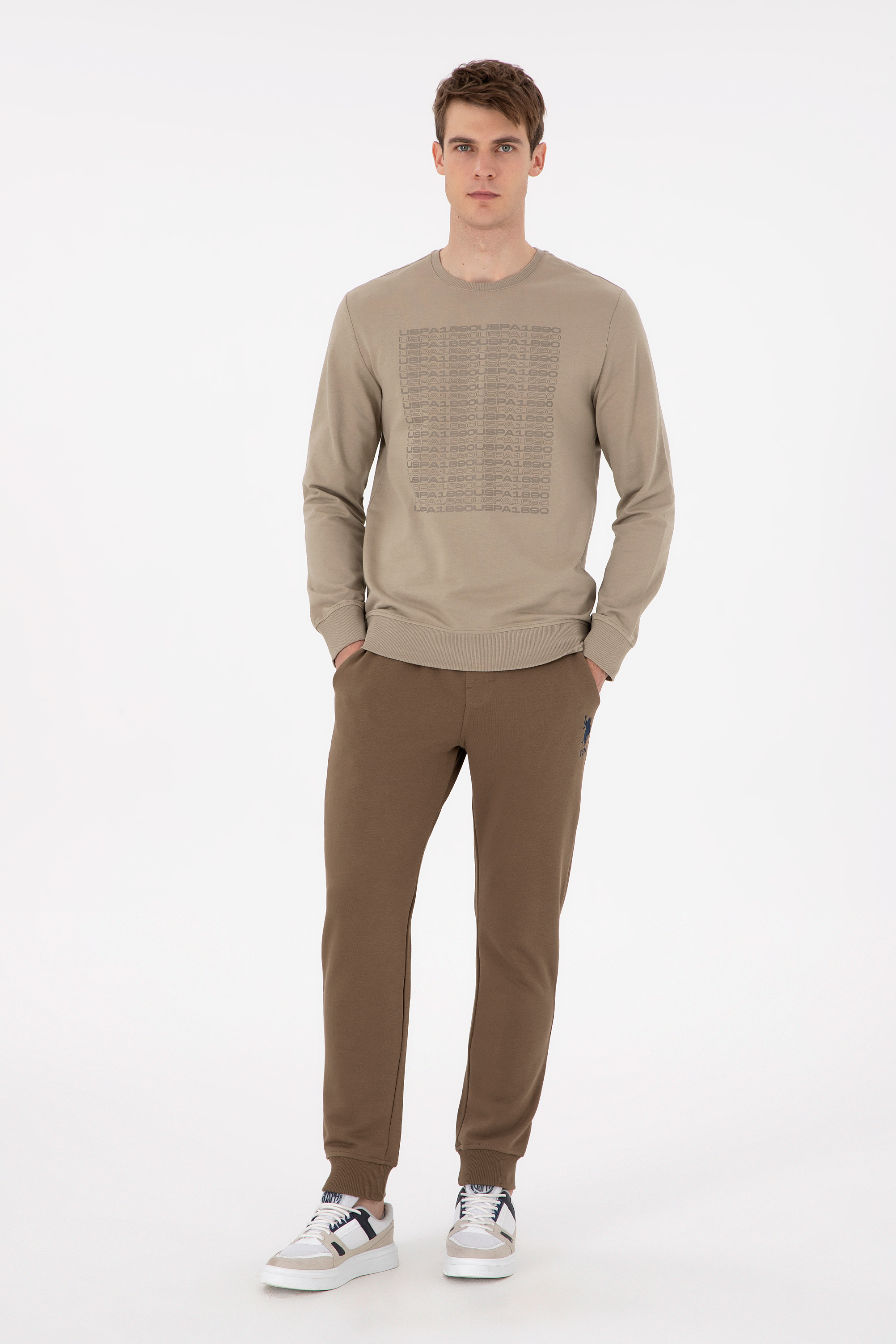 شلوار ورزشی خاکی اندامی مردانه یو اس پولو | US POLO ASSN