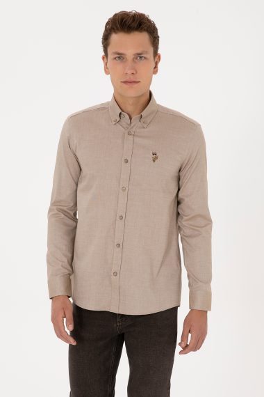 پیراهن بیسیک  خاکی  رگولار  مردانه یو اس پولو | US POLO ASSN