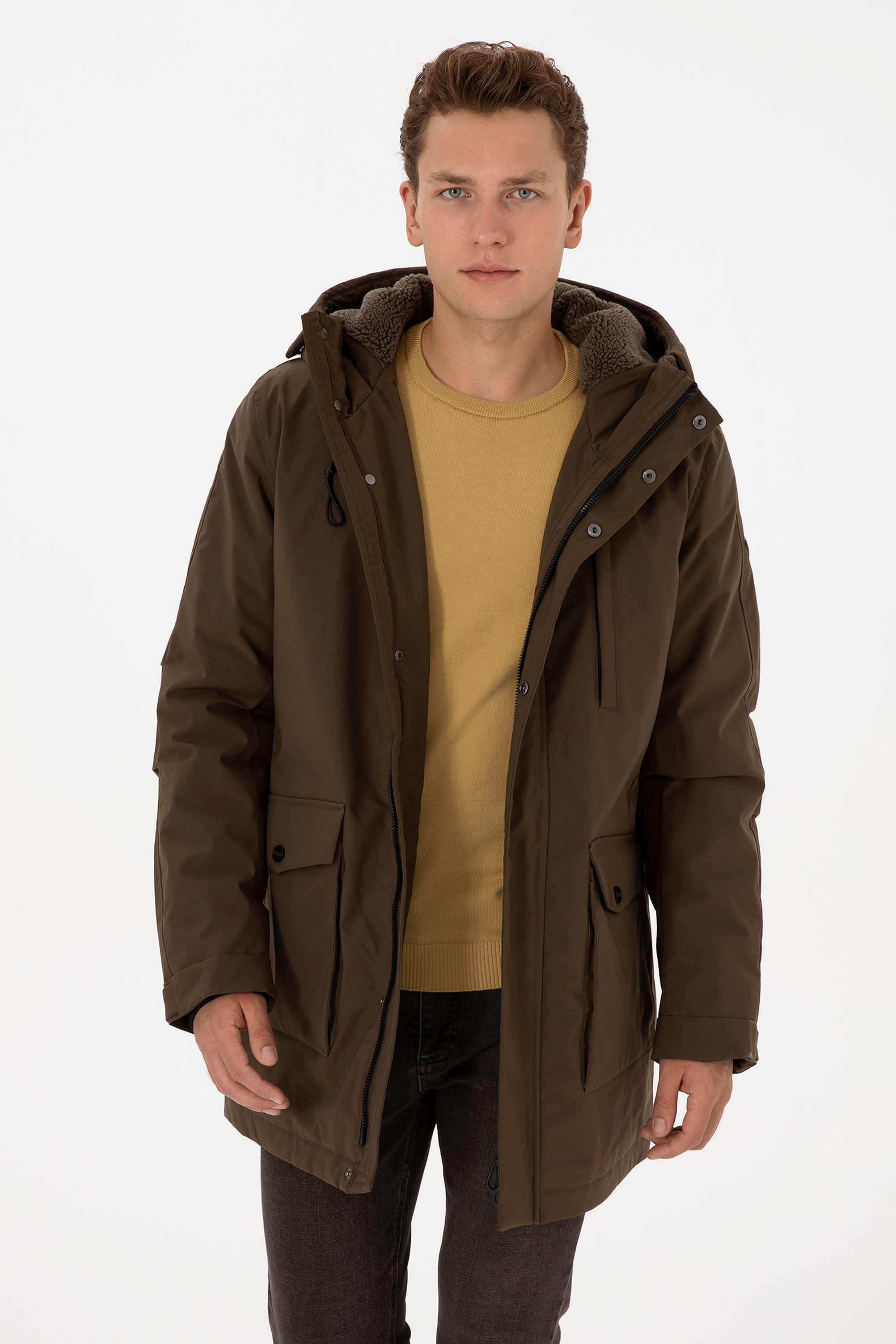 کاپشن خاکی رگولار مردانه یو اس پولو | US POLO ASSN