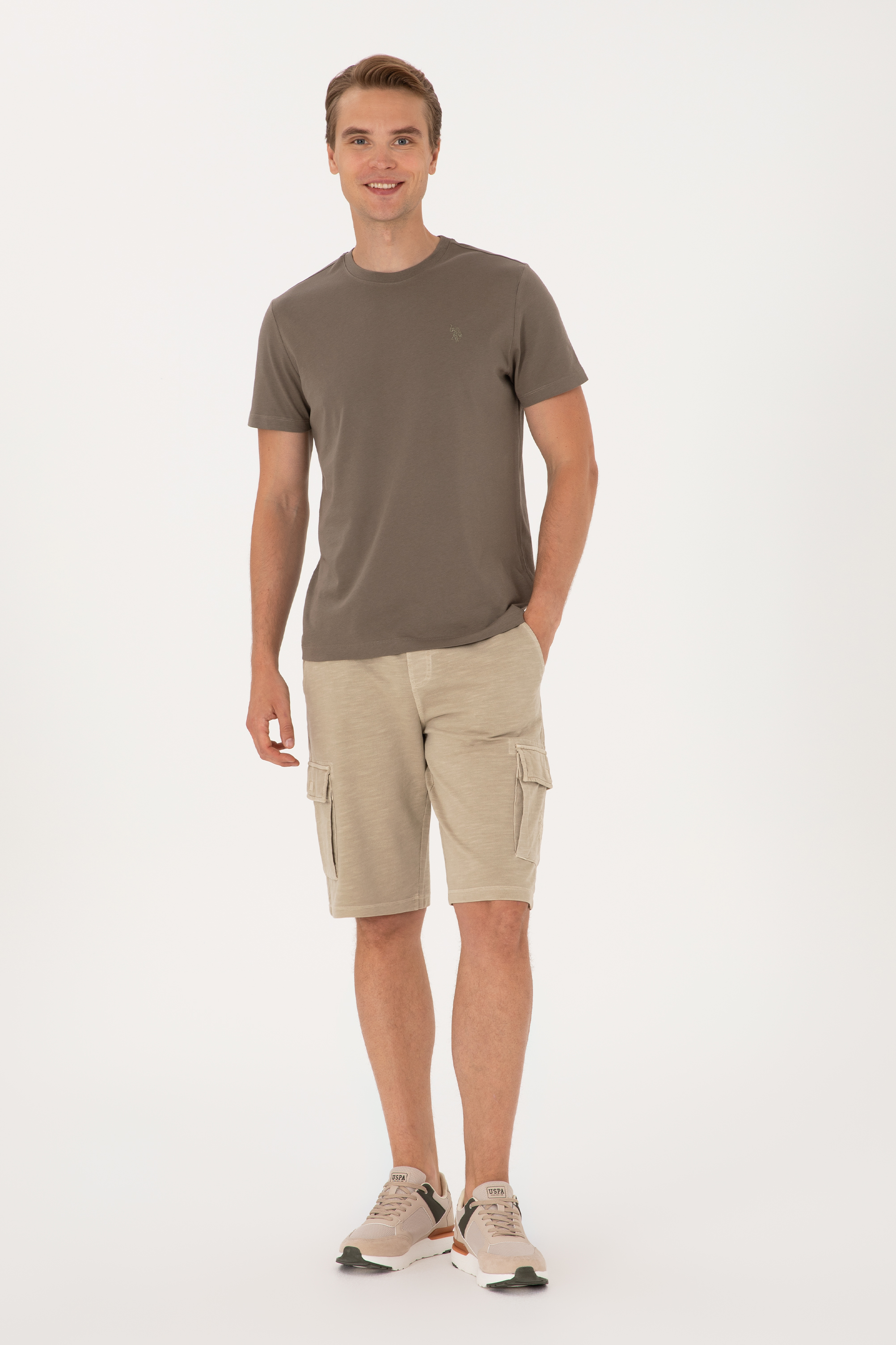 شلوارک خاکی روشن رگولار مردانه یو اس پولو | US POLO ASSN
