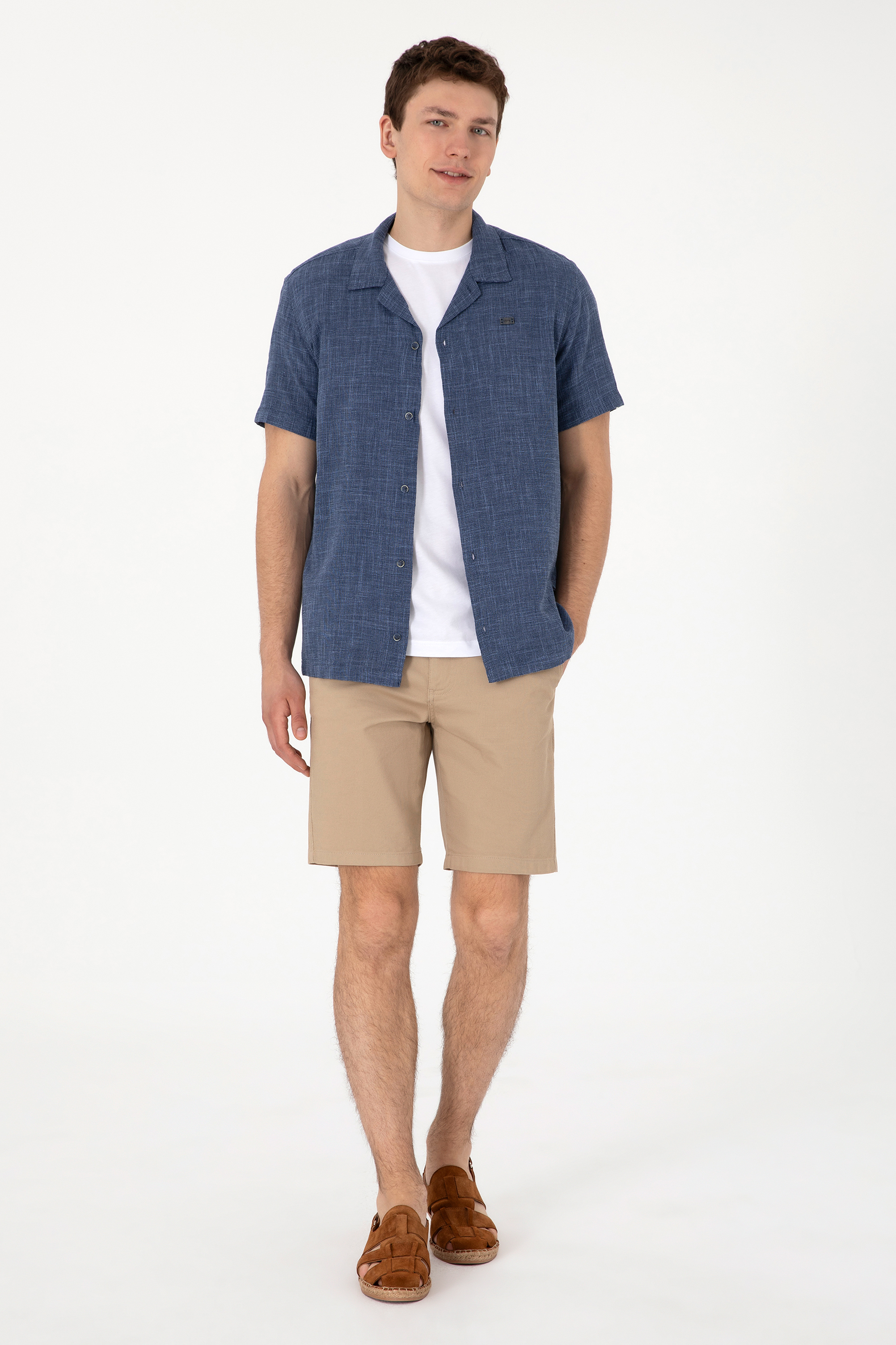 شلوارک خاکی روشن رگولار مردانه یو اس پولو | US POLO ASSN