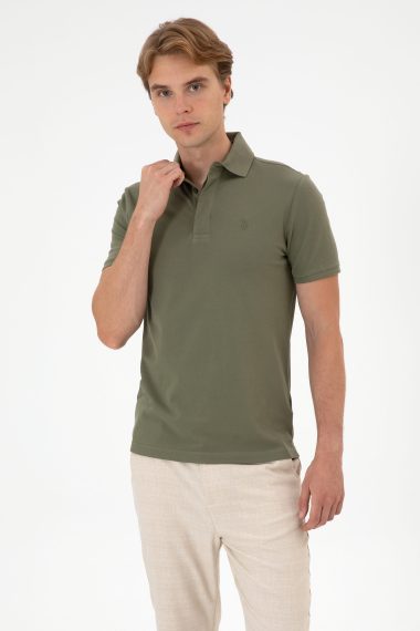 تی شرت بیسیک  خاکی تیره  اندامی  مردانه یو اس پولو | US POLO ASSN