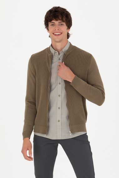 ژاکت بیسیک  خاکی ملانژ  رگولار  مردانه یو اس پولو | US POLO ASSN