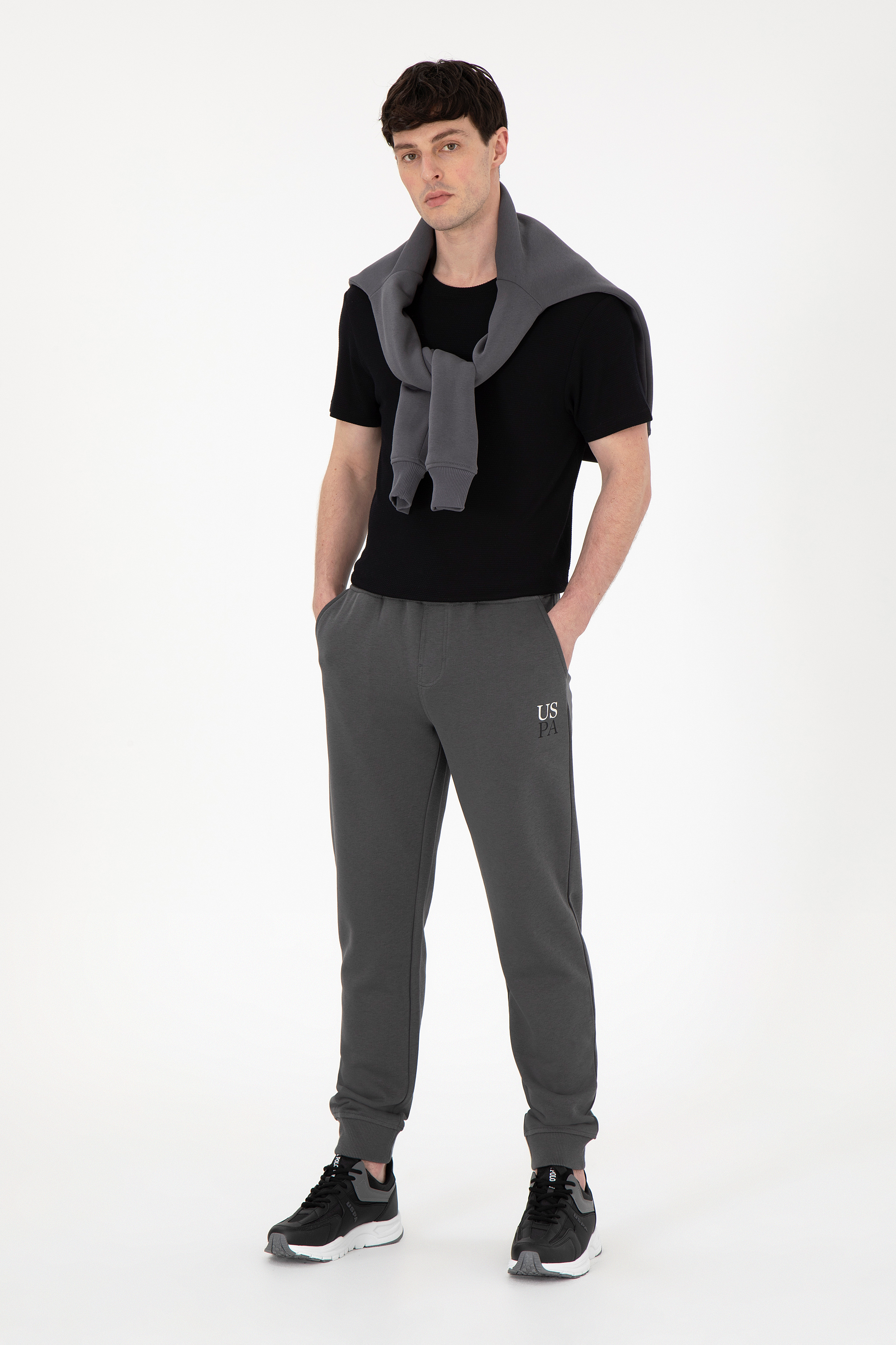 شلوار ورزشی زغالی رگولار مردانه یو اس پولو | US POLO ASSN