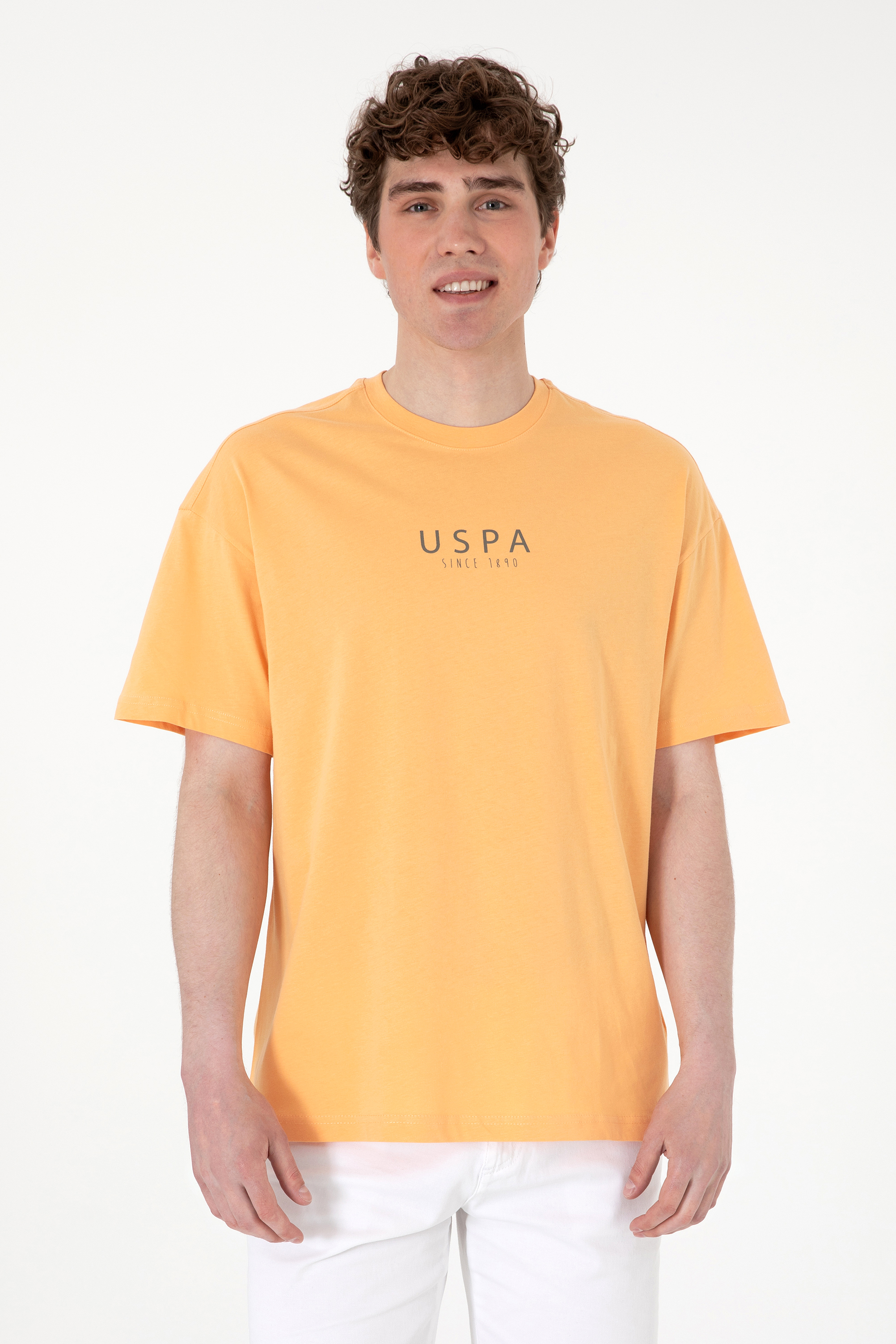 تی شرت یقه گرد اورسایز یقه گرد زرد Oversize مردانه یو اس پولو | US POLO ASSN