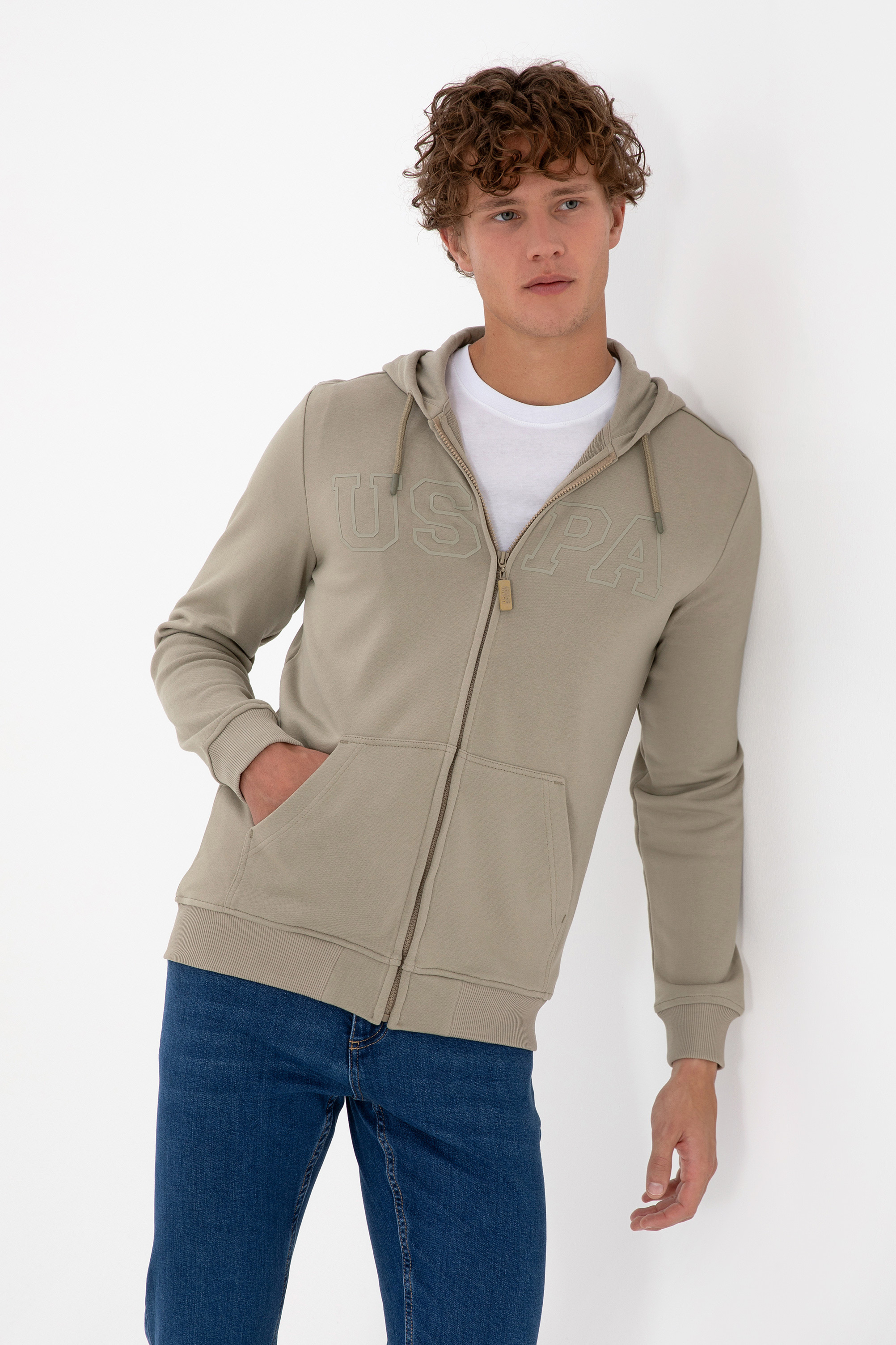 ژاکت خاکی روشن رگولار مردانه یو اس پولو | US POLO ASSN