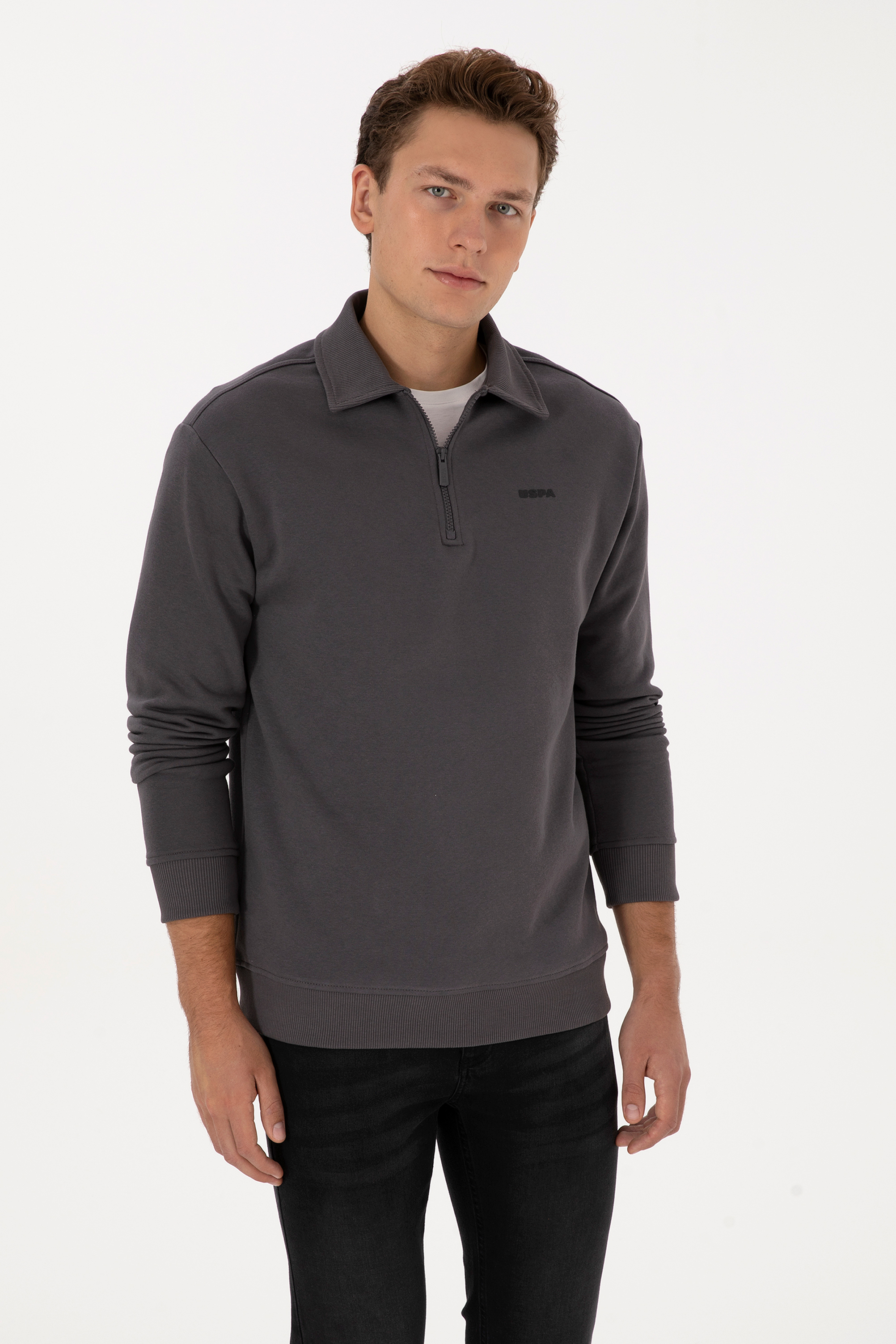 سویشرت بیسیک زغالی رگولار مردانه یو اس پولو | US POLO ASSN