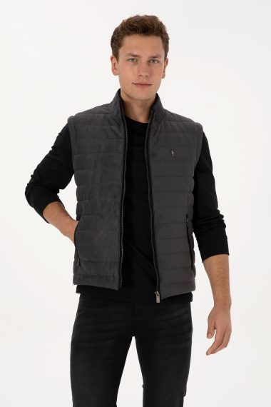 جلیقه چرم  زغالی  استاندارد فیت  مردانه یو اس پولو | US POLO ASSN