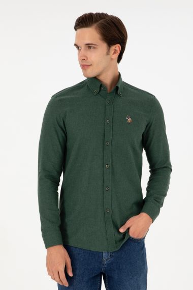 پیراهن بیسیک  سبز تیره  اندامی  مردانه یو اس پولو | US POLO ASSN