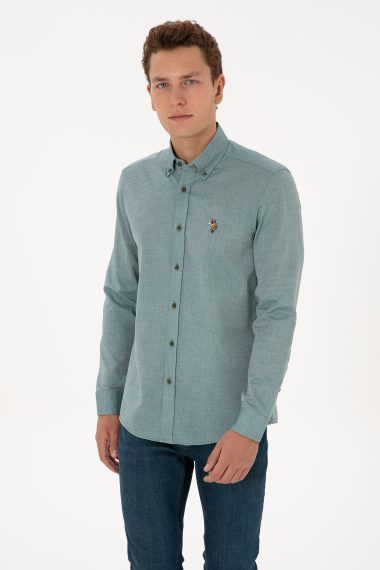 پیراهن بیسیک  سبز تیره  اندامی  مردانه یو اس پولو | US POLO ASSN