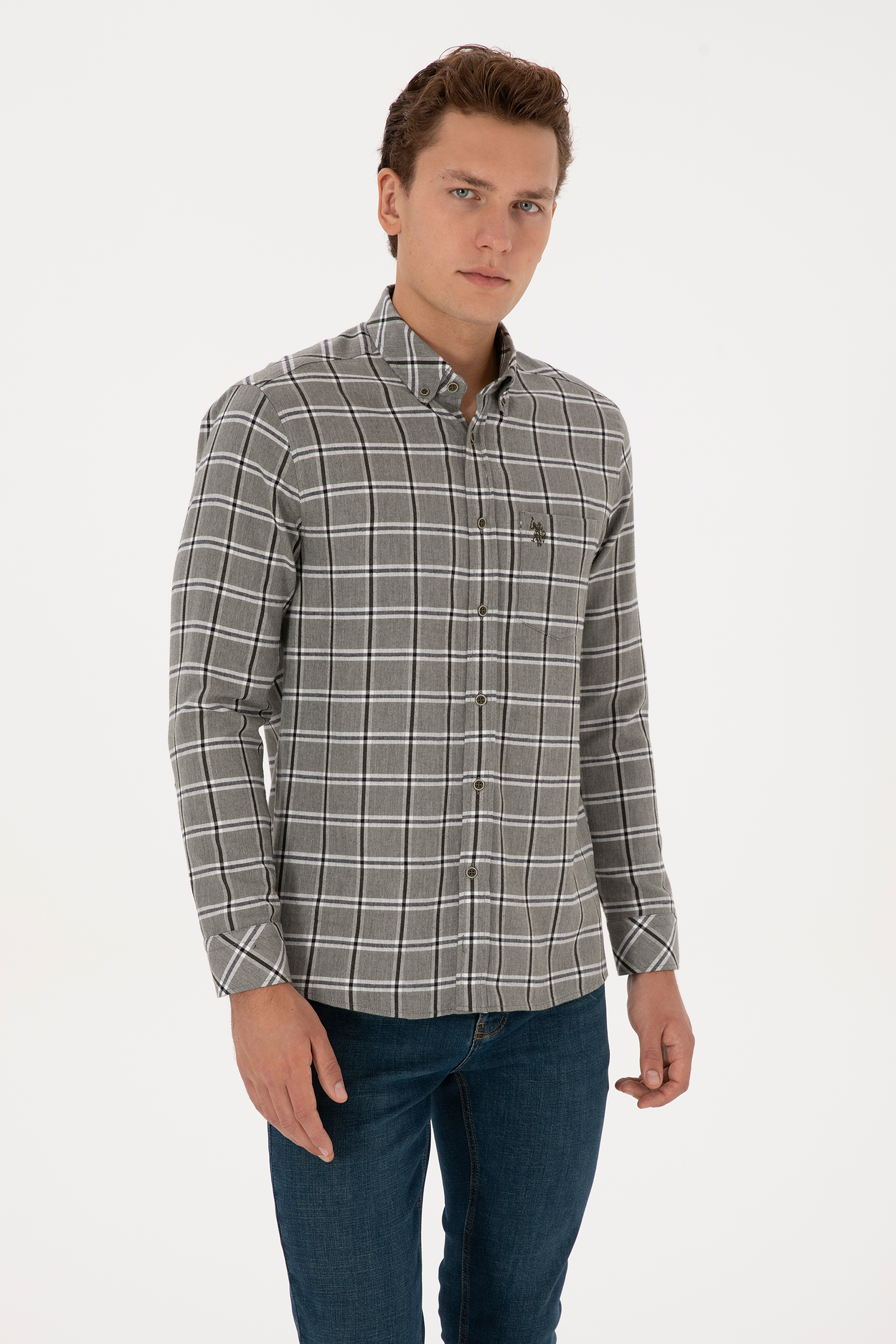 پیراهن سبز تیره رگولار مردانه یو اس پولو | US POLO ASSN