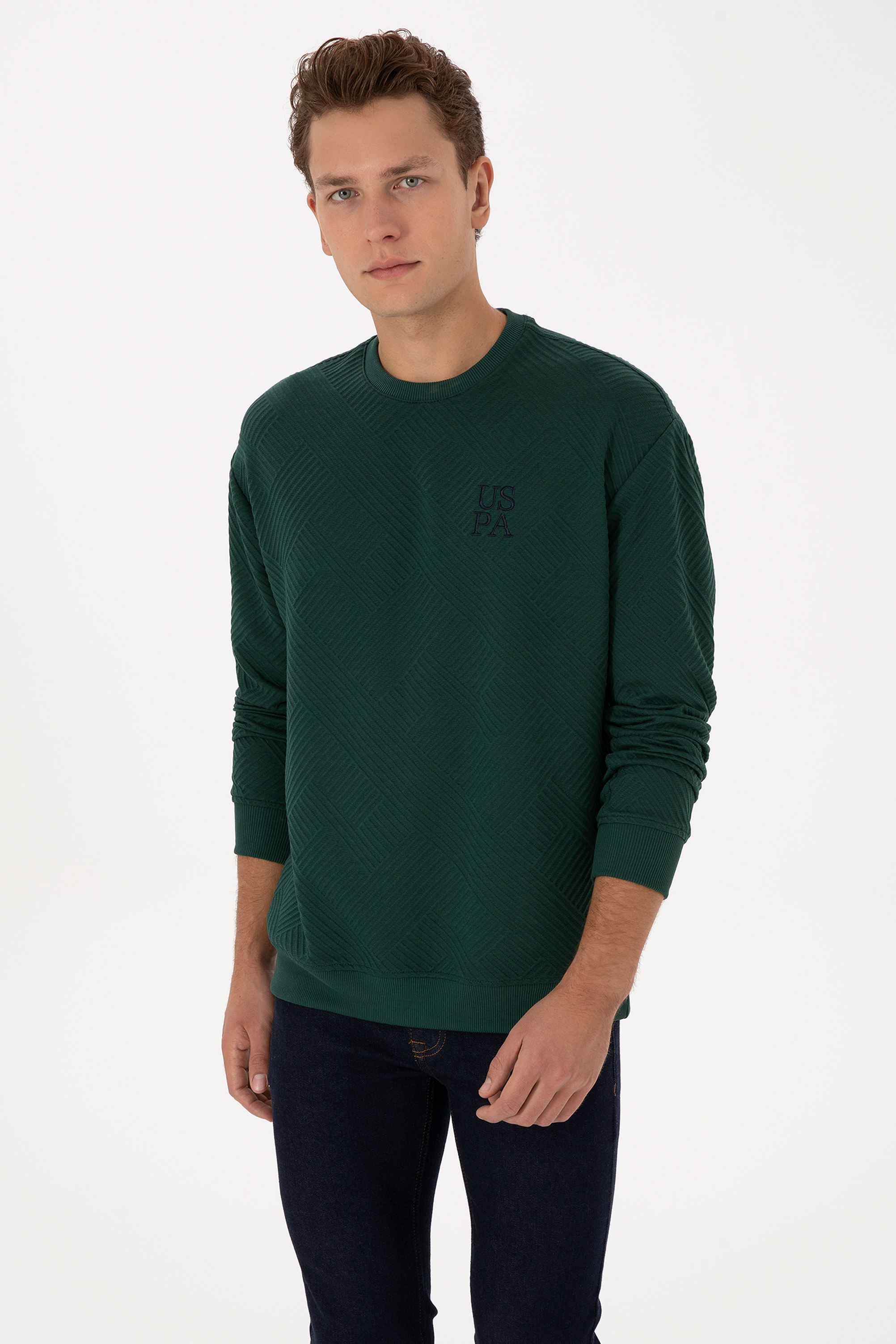 سویشرت سبز تیره Oversize مردانه یو اس پولو | US POLO ASSN