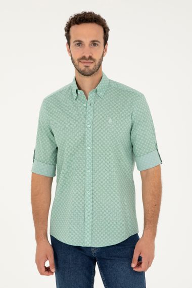 پیراهن  سبزآبی  رگولار  مردانه یو اس پولو | US POLO ASSN