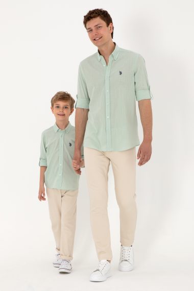 پیراهن بیسیک  سبزآبی  رگولار  مردانه یو اس پولو | US POLO ASSN