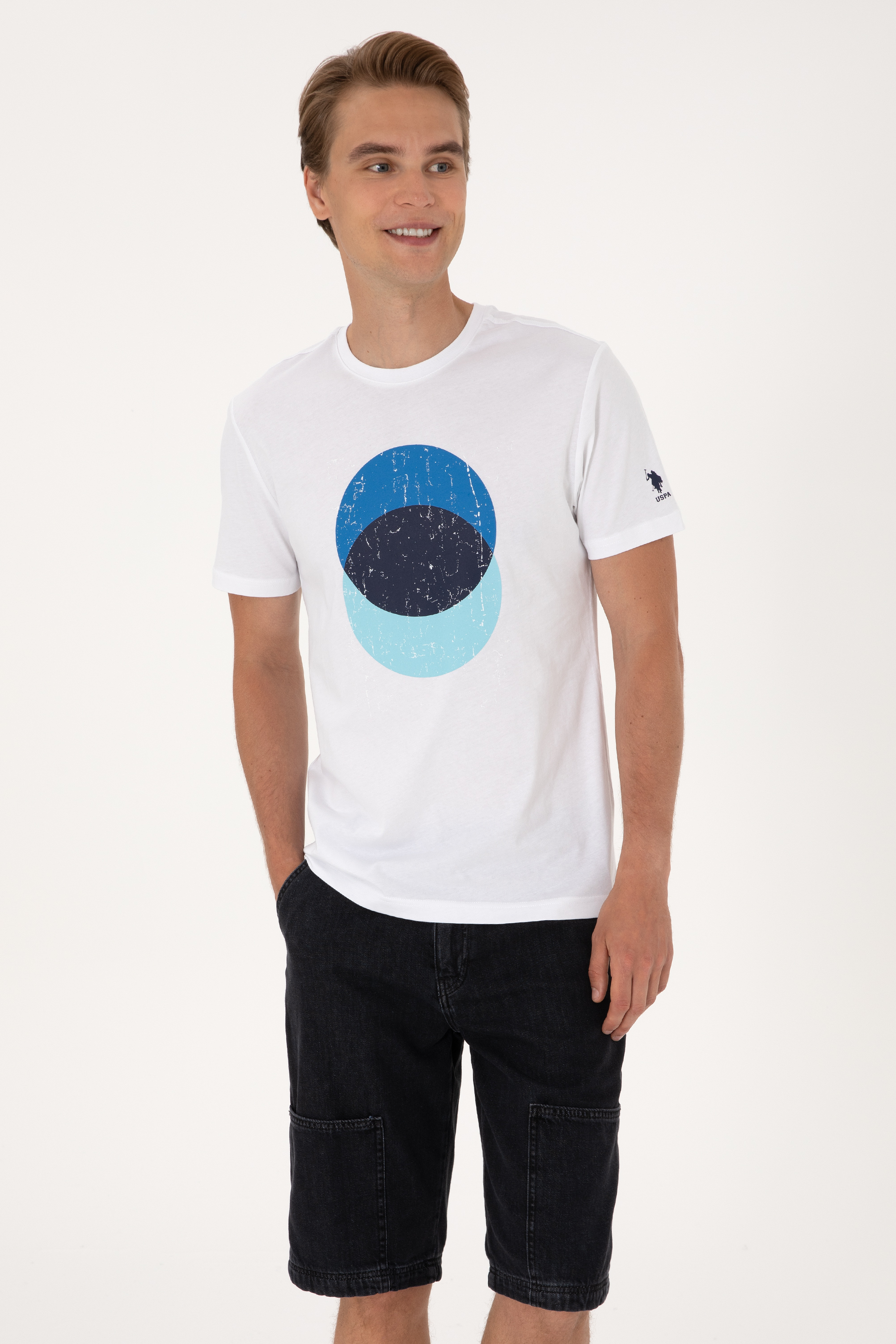 تی شرت سفید رگولار مردانه یو اس پولو | US POLO ASSN