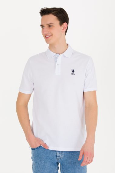 پولوشرت بیسیک یقه پولو سفید  رگولار آستین کوتاه مردانه یو اس پولو | US POLO ASSN