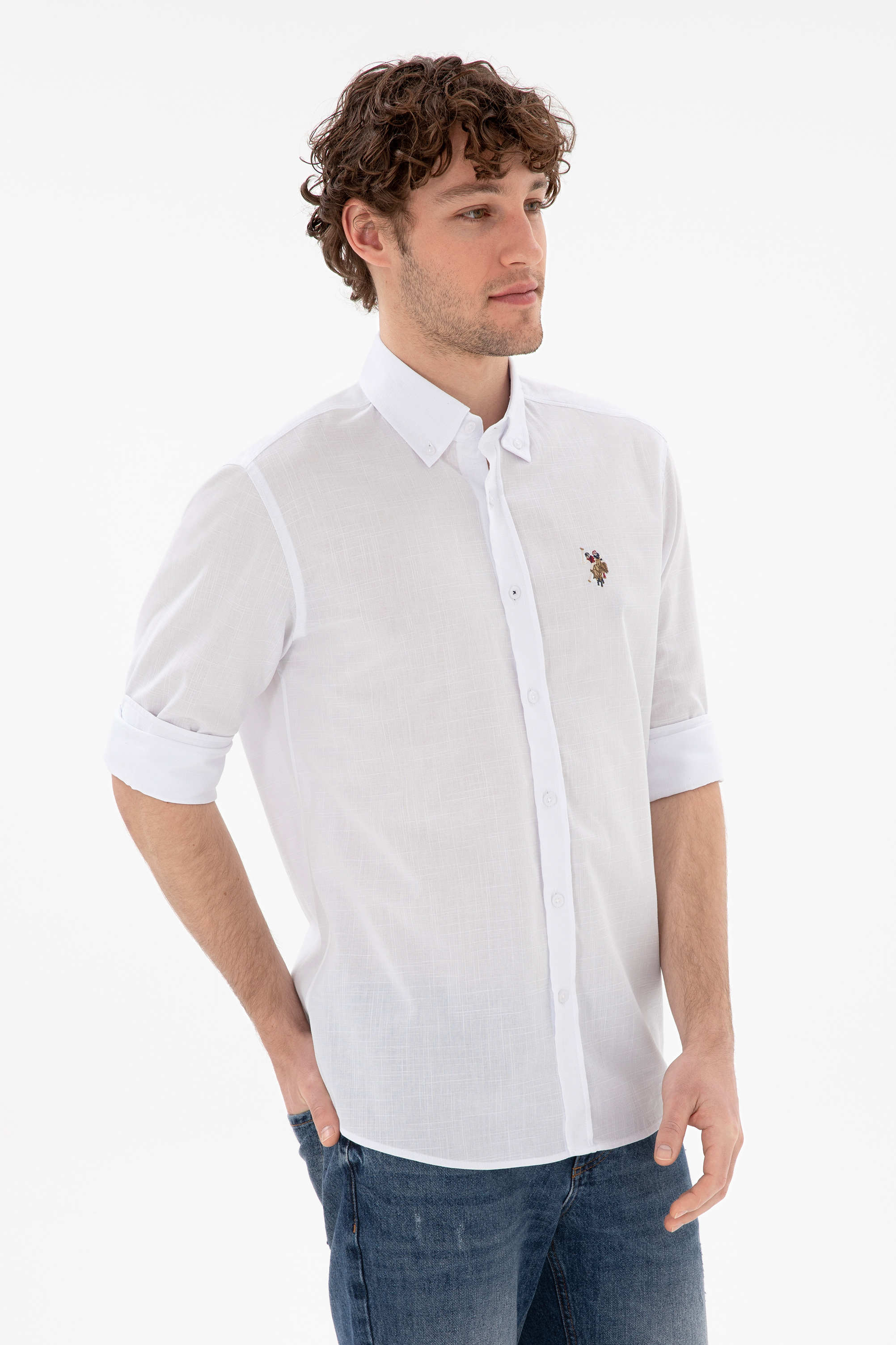 پیراهن بیسیک سفید رگولار مردانه یو اس پولو | US POLO ASSN