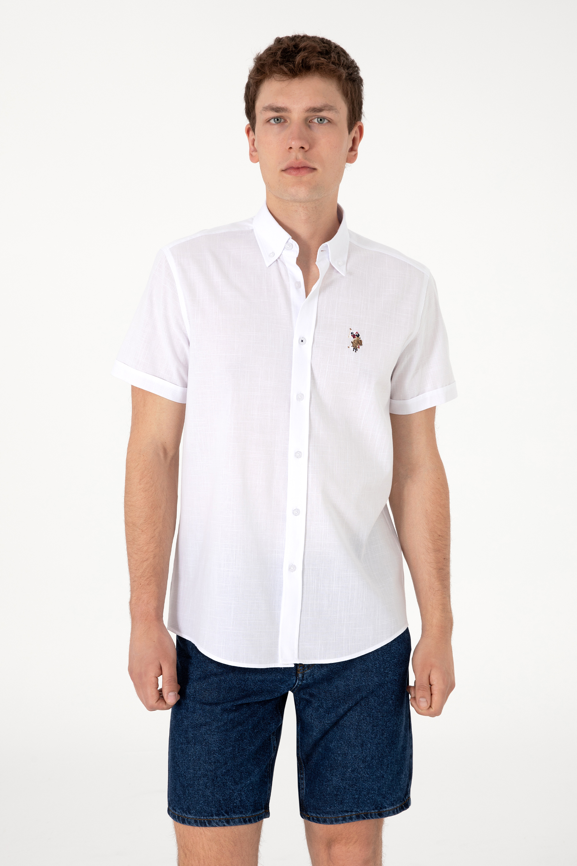پیراهن سفید رگولار مردانه یو اس پولو | US POLO ASSN