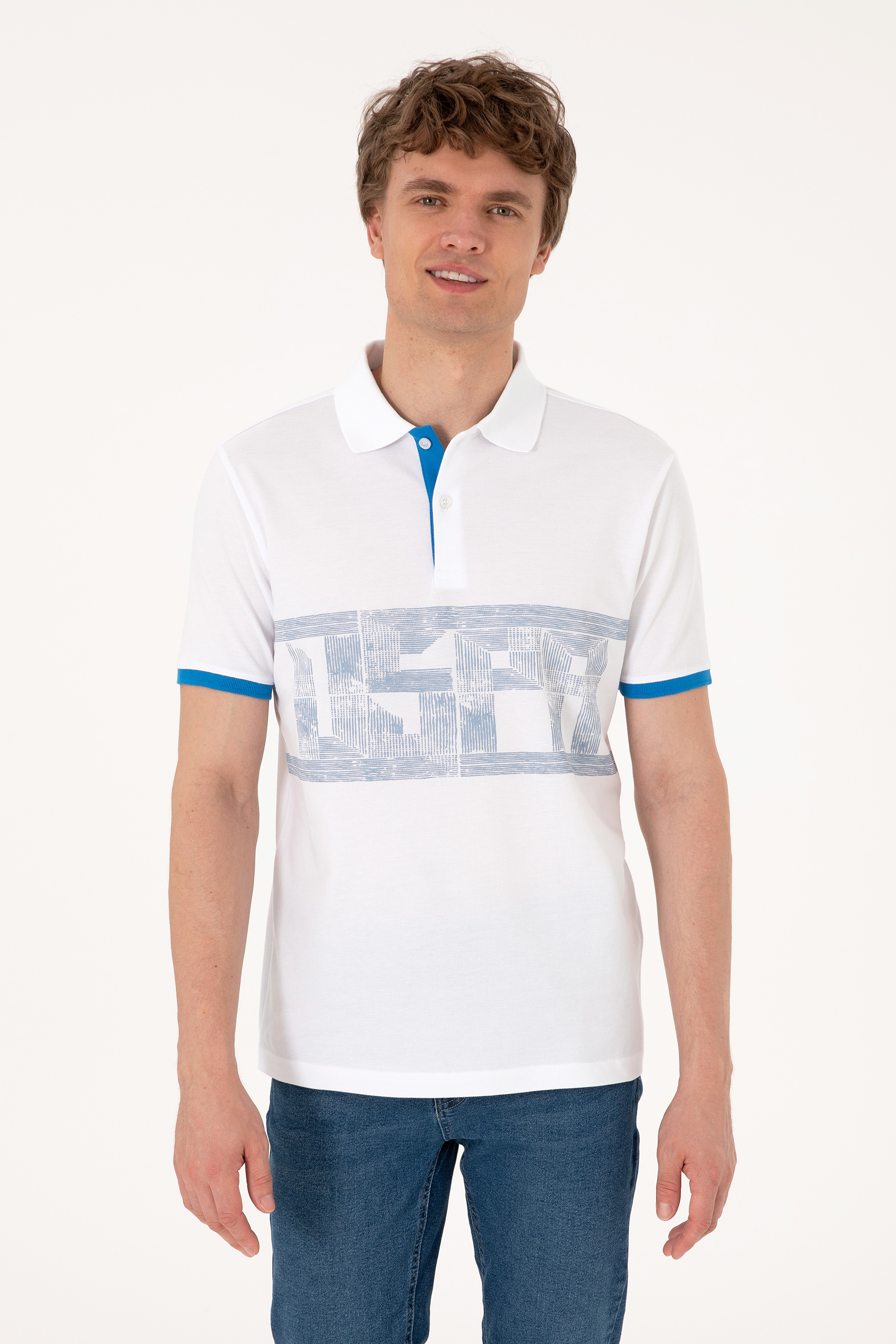 پولوشرت رگولار فیت یقه پولو سفید رگولار مردانه یو اس پولو | US POLO ASSN