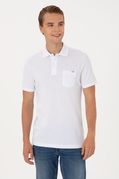 پولوشرت رگولار فیت یقه پولو سفید  رگولار  مردانه یو اس پولو | US POLO ASSN