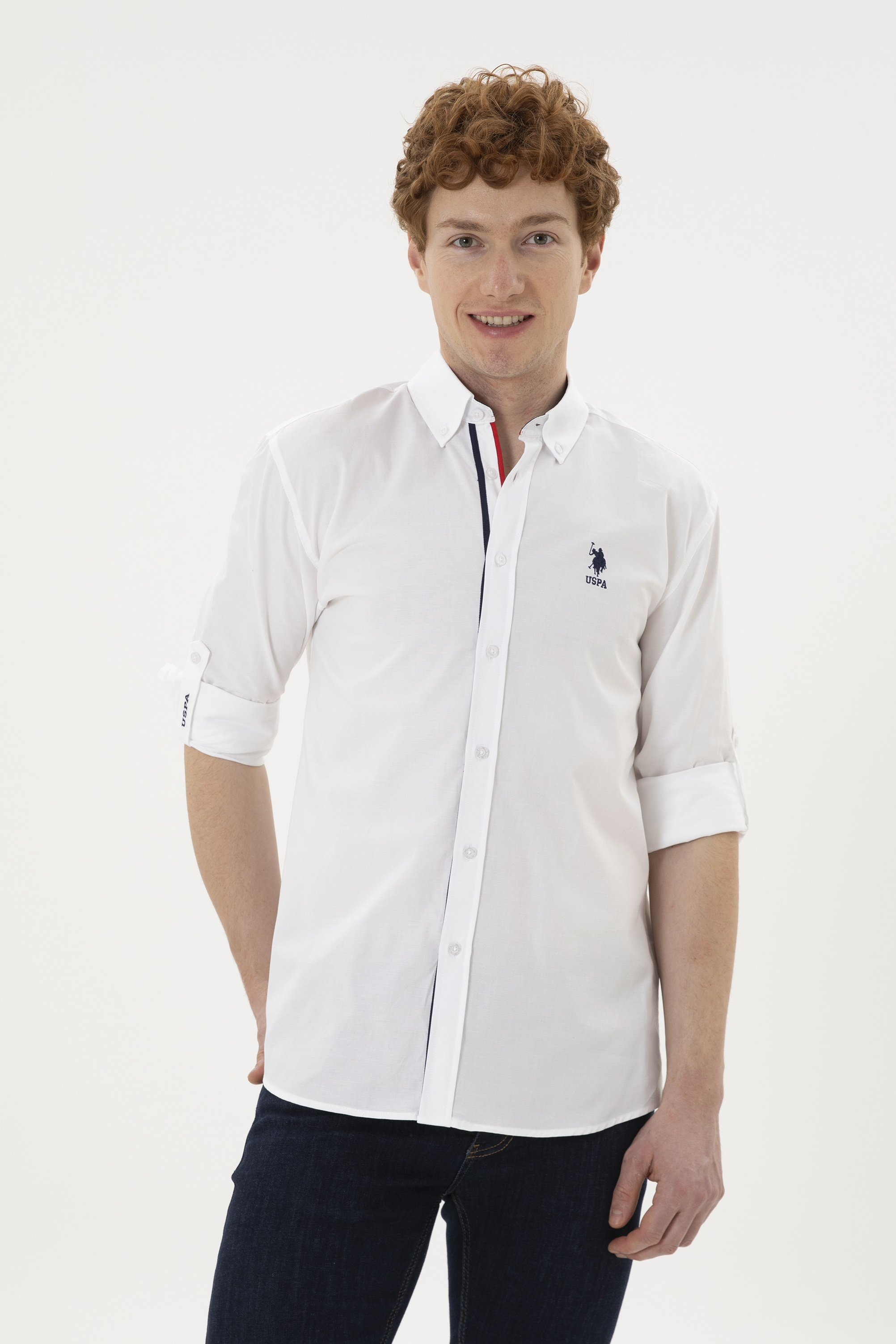 پیراهن سفید رگولار مردانه یو اس پولو | US POLO ASSN