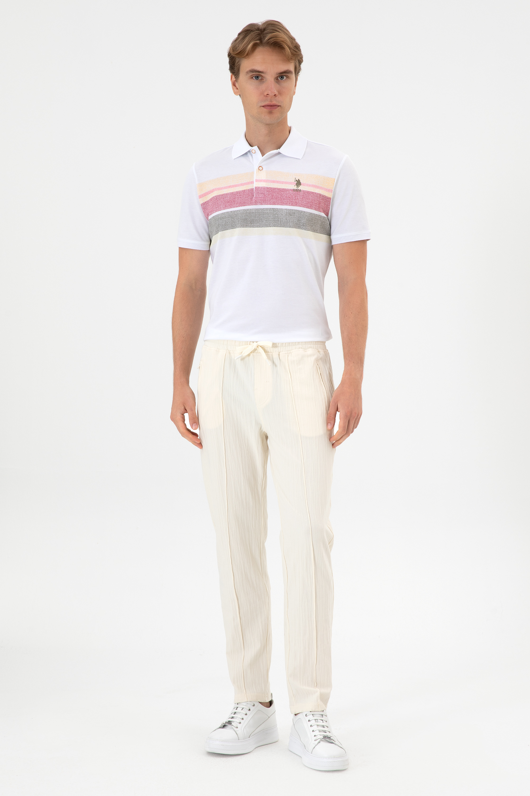 شلوار ورزشی سفید رگولار مردانه یو اس پولو | US POLO ASSN