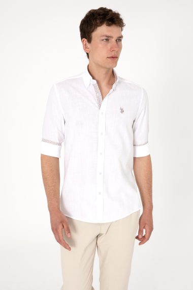 پیراهن  سفید  اندامی  مردانه یو اس پولو | US POLO ASSN