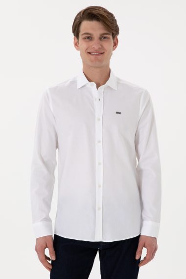 پیراهن بیسیک  سفید  اندامی  مردانه یو اس پولو | US POLO ASSN