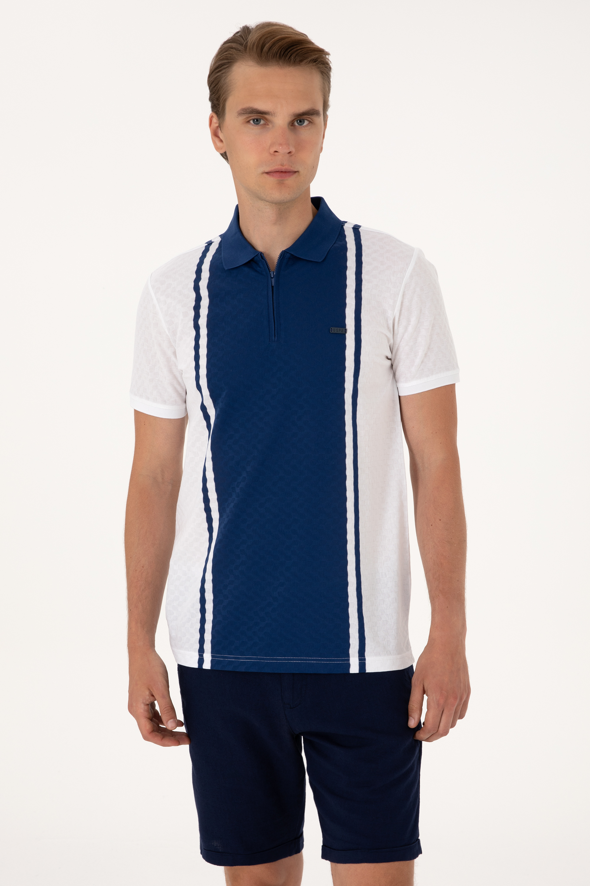 پولوشرت رگولار فیت یقه پولو سفید رگولار مردانه یو اس پولو | US POLO ASSN