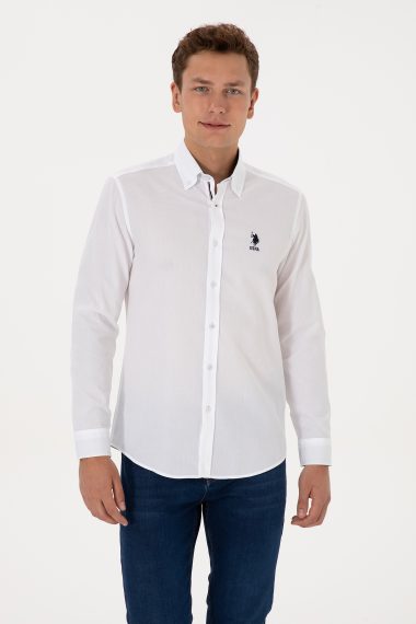پیراهن  سفید  اندامی  مردانه یو اس پولو | US POLO ASSN