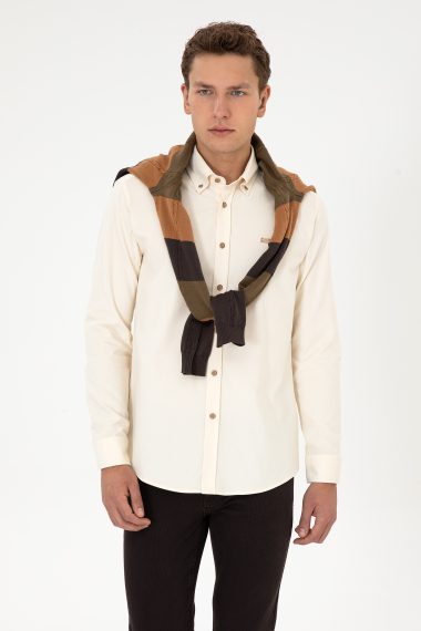 پیراهن  سفید  رگولار  مردانه یو اس پولو | US POLO ASSN
