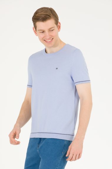 بافت یقه گرد یقه گرد سورمه ای روشن  رگولار  مردانه یو اس پولو | US POLO ASSN