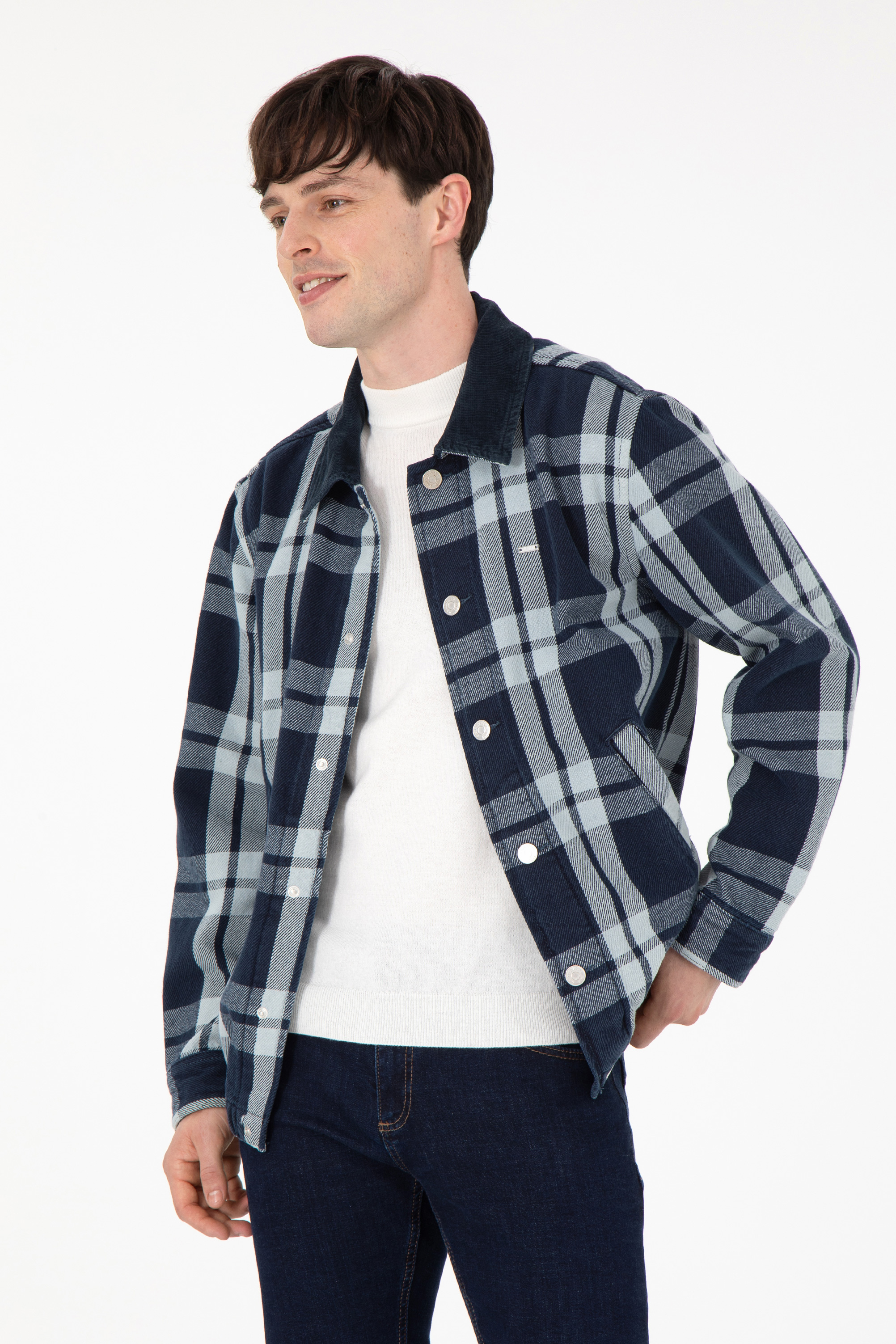 پیراهن جین سورمه ای روشن Oversize مردانه یو اس پولو | US POLO ASSN