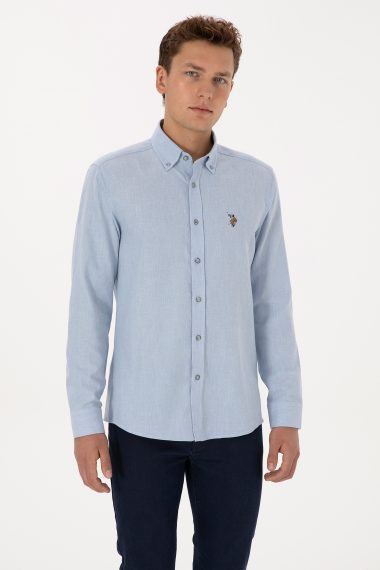 پیراهن بیسیک  سورمه ای روشن  اندامی  مردانه یو اس پولو | US POLO ASSN