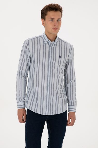 پیراهن  سورمه ای روشن  اندامی  مردانه یو اس پولو | US POLO ASSN