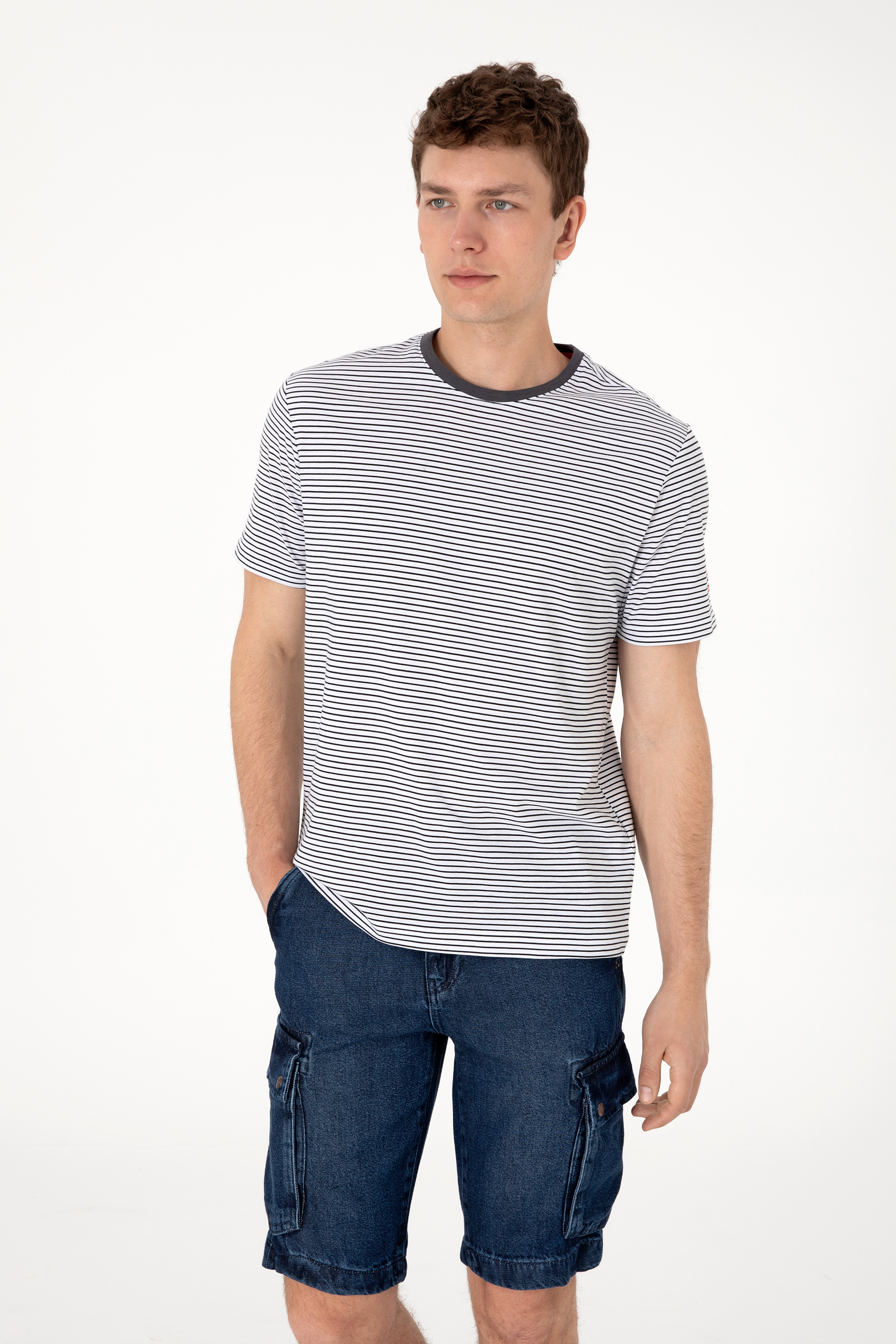 تی شرت یقه گرد رگولار فیت یقه گرد سیاه رگولار مردانه یو اس پولو | US POLO ASSN