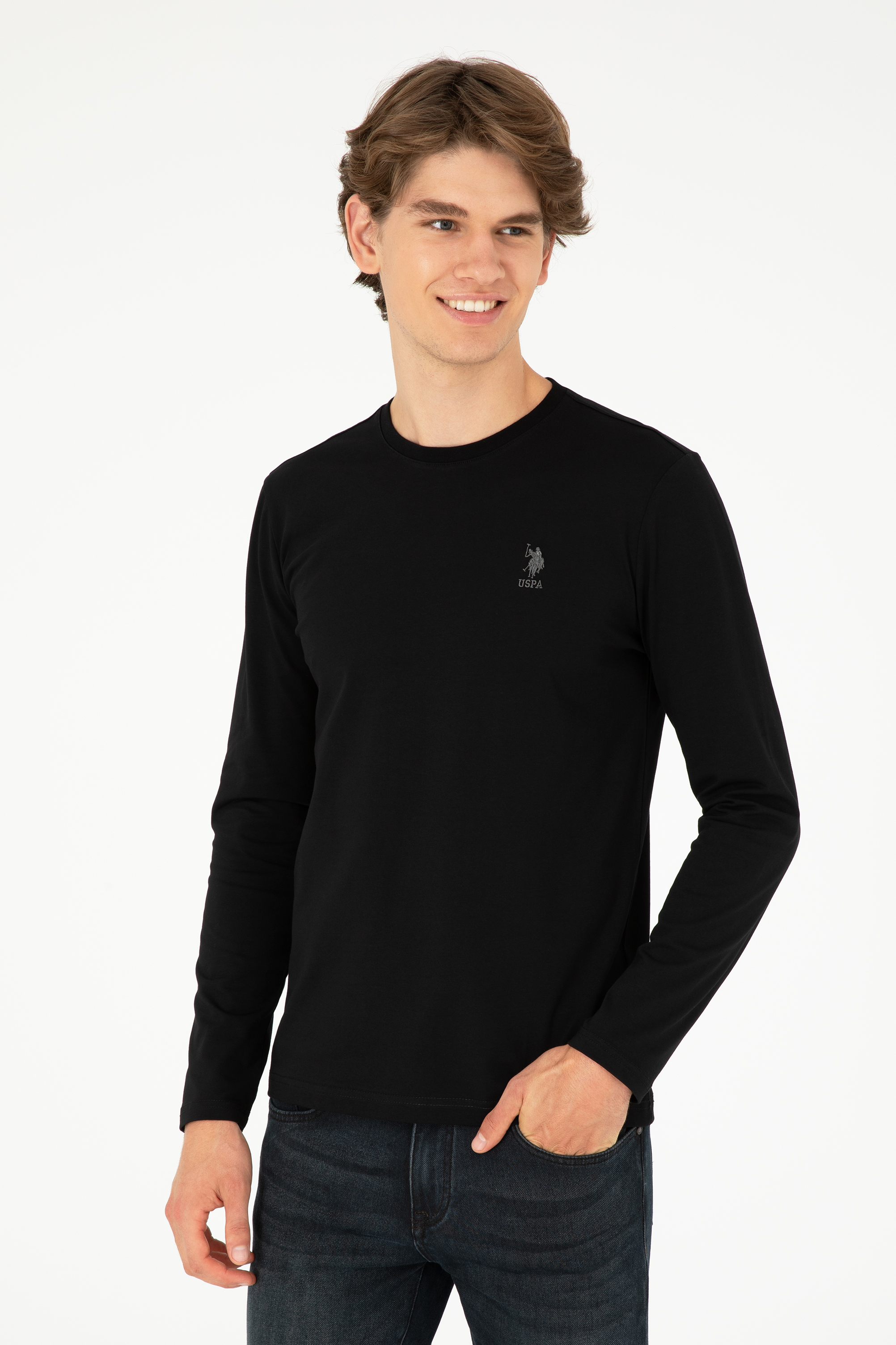 سویشرت بیسیک سیاه اندامی مردانه یو اس پولو | US POLO ASSN